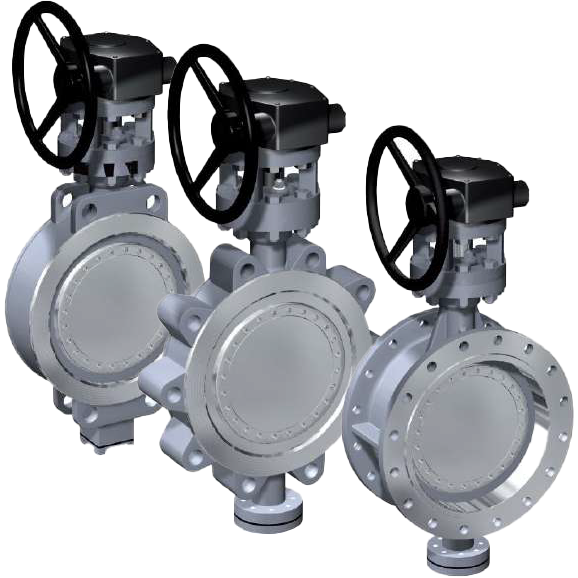 Triple eccentric butterfly valves