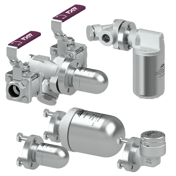 Universal steam traps and connectors bolted