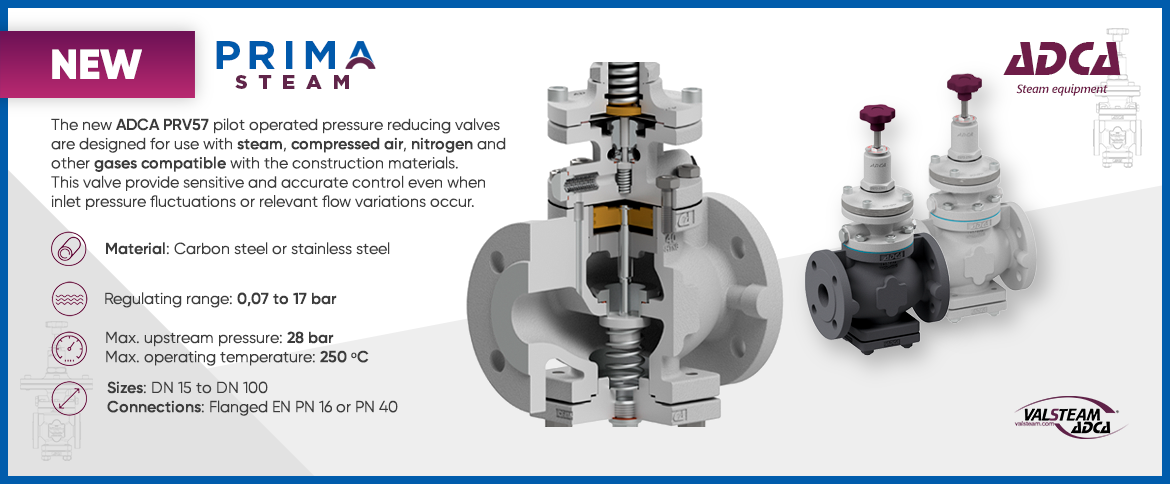 The new ADCA PRV57 pilot operated pressure reducing valves